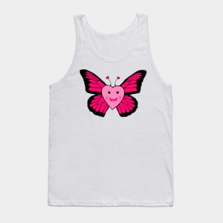 Happy Pink Heart Butterfly Tank Top